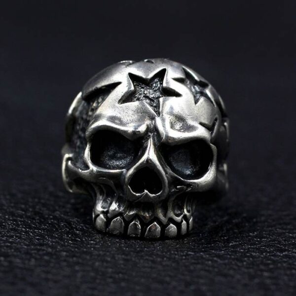 Sterling Silver Jawless Star Skull Ring