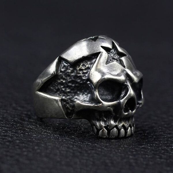 Sterling Silver Jawless Star Skull Ring