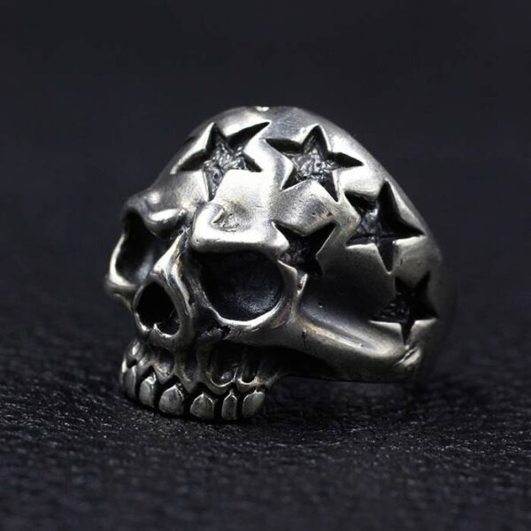 Sterling Silver Jawless Star Skull Ring