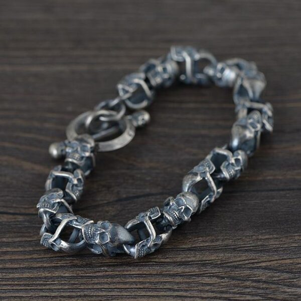 All Double Skull Link Bracelet