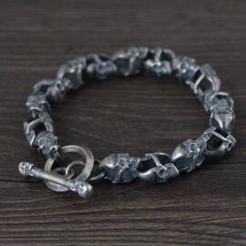 All Double Skull Link Bracelet