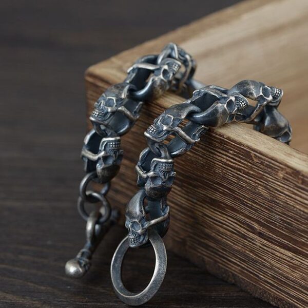 All Double Skull Link Bracelet