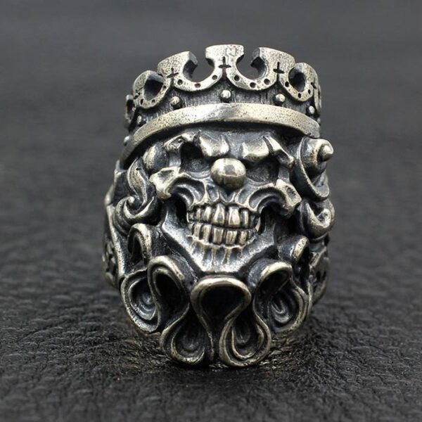 Mens Sterling Silver Joker Ring With Crown