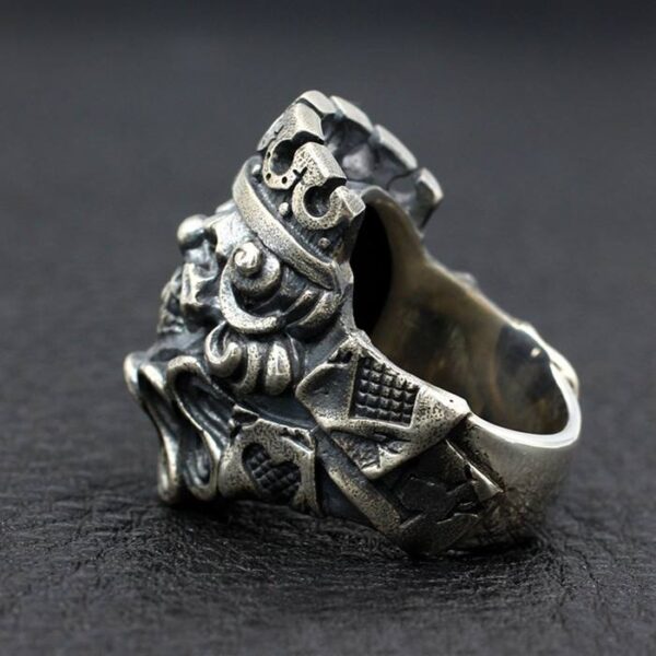 Mens Sterling Silver Joker Ring With Crown