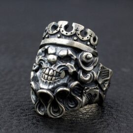 Mens Sterling Silver Joker Ring With Crown