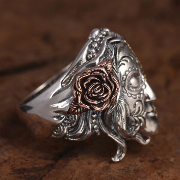 Sterling Silver Two Face Devil Skull Ring