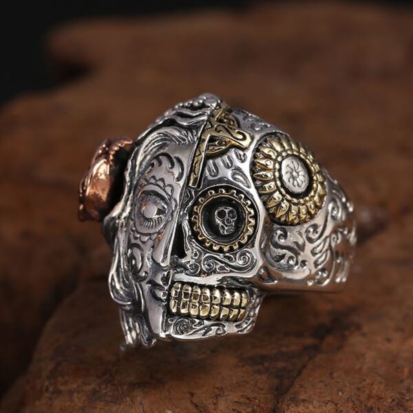 Sterling Silver Two Face Devil Skull Ring