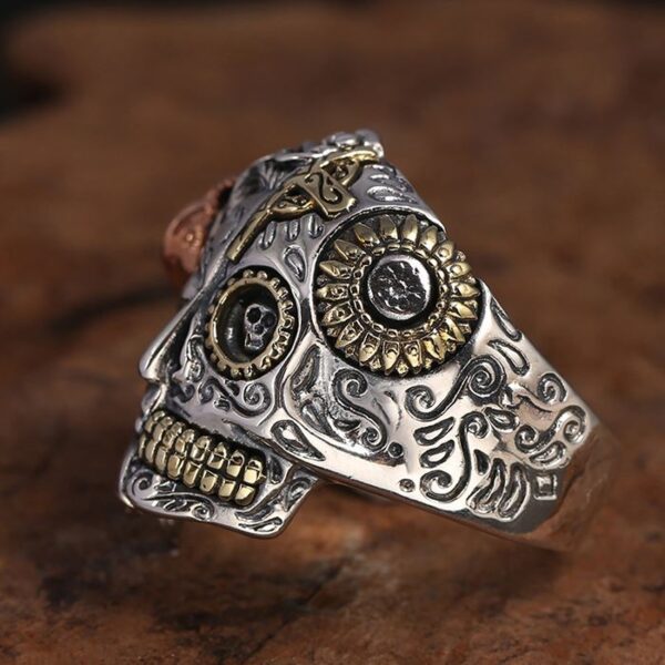 Sterling Silver Two Face Devil Skull Ring