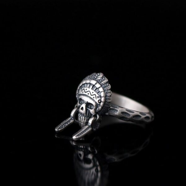 Sterling Silver Indian Chief Skull Ring