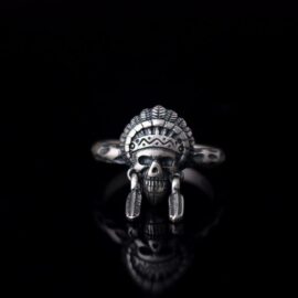 Sterling Silver Indian Chief Skull Ring