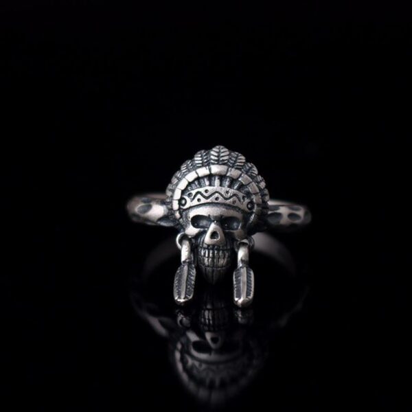 Sterling Silver Indian Chief Skull Ring