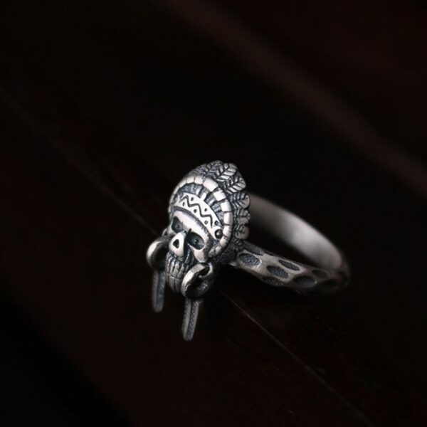 Sterling Silver Indian Chief Skull Ring