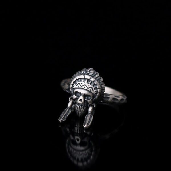 Sterling Silver Indian Chief Skull Ring