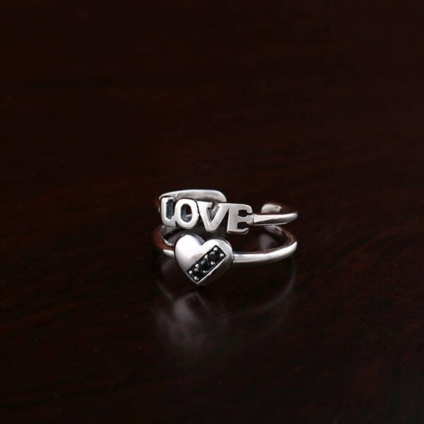 Elegant Sterling Silver Love Heart Ring
