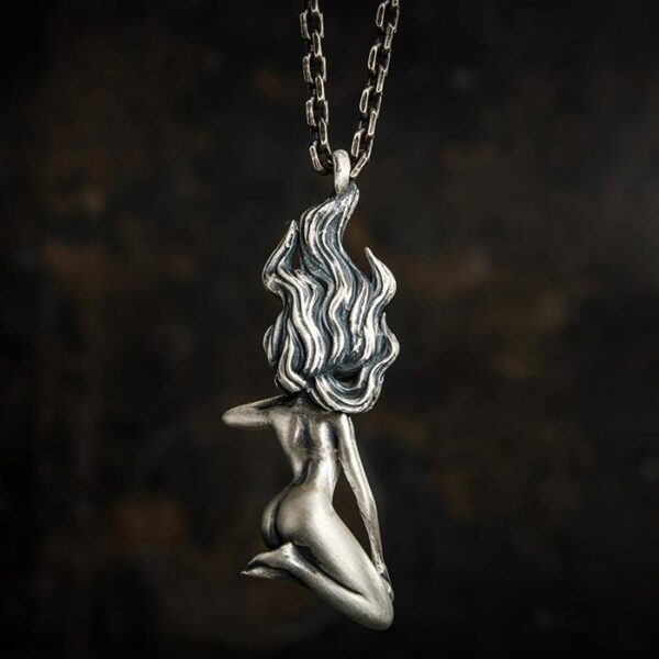 999 Fine Silver Naked Female Pendant Necklace