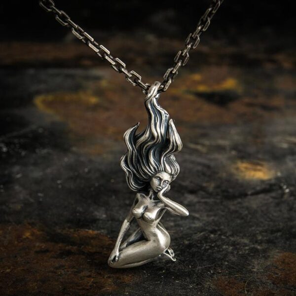 999 Fine Silver Naked Female Pendant Necklace