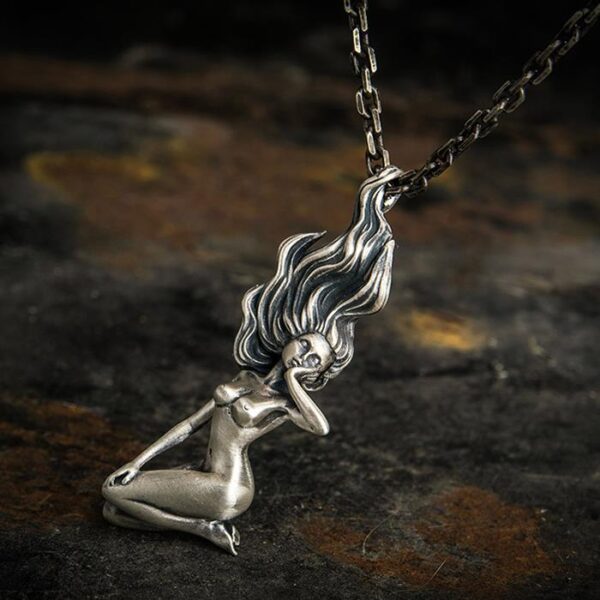 999 Fine Silver Naked Female Pendant Necklace