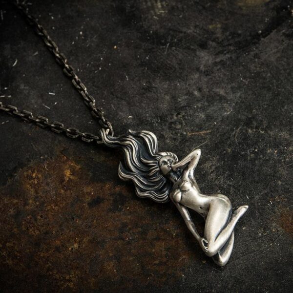 999 Fine Silver Naked Female Pendant Necklace