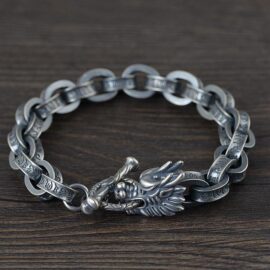 Dragon Head Oval Chain Links Bracelet