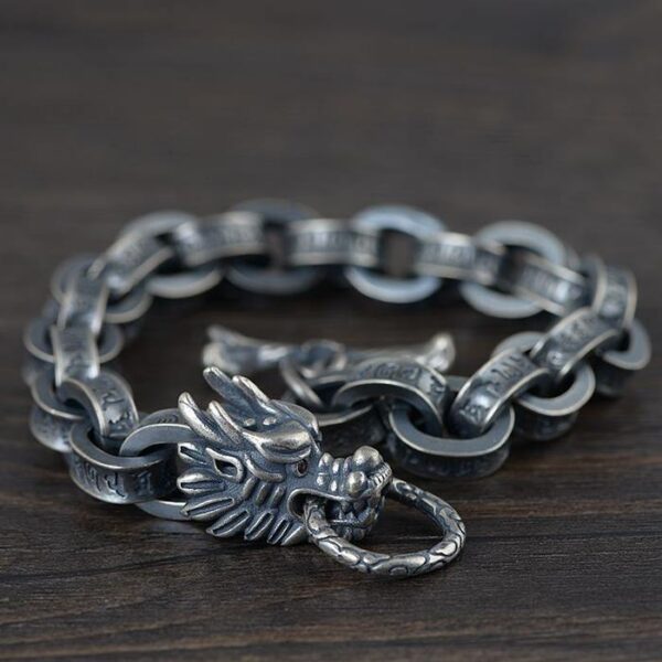 Dragon Head Oval Chain Links Bracelet