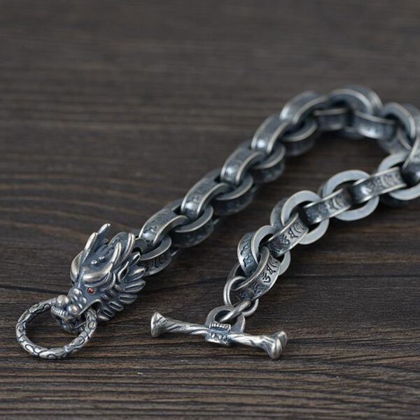 Dragon Head Oval Chain Links Bracelet