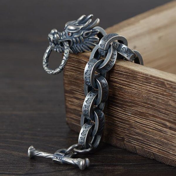 Dragon Head Oval Chain Links Bracelet