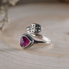 Heart Synthetic Ruby Spoon Ring - vvvjewelry