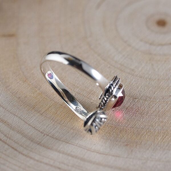 Heart Synthetic Ruby Spoon Ring