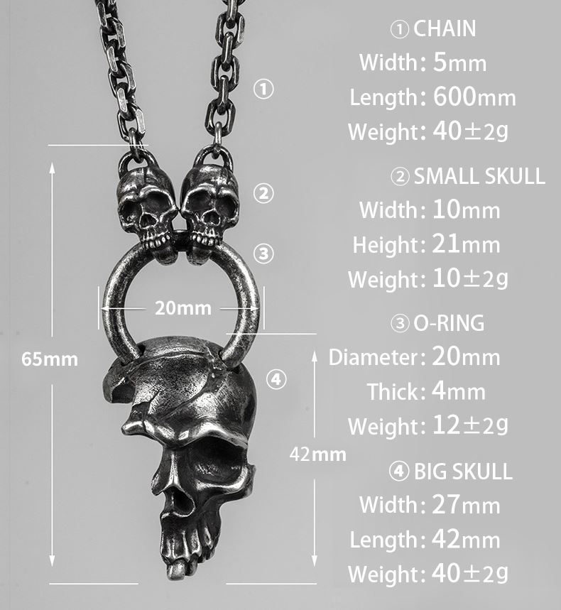 Heavy Diablo Half Skull Necklace