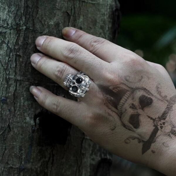 Lords Prayer Skull Ring with Cross