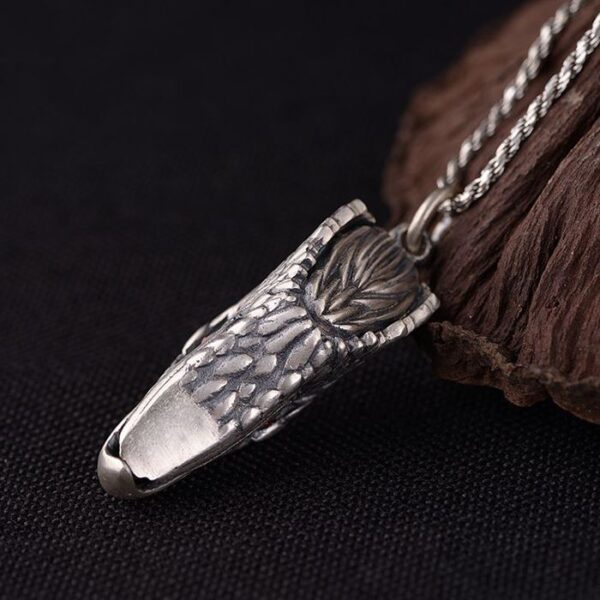 Mens Fine Silver Eagle Head Pendant Necklace