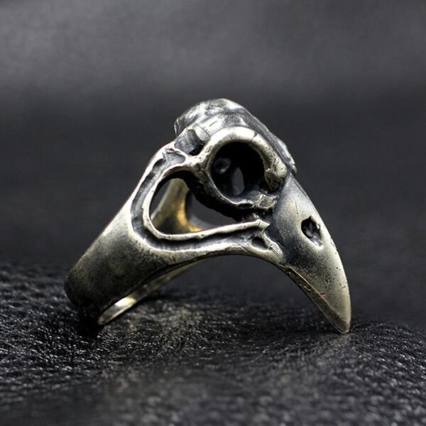 Mens Sterling Sliver Raven Skull Ring