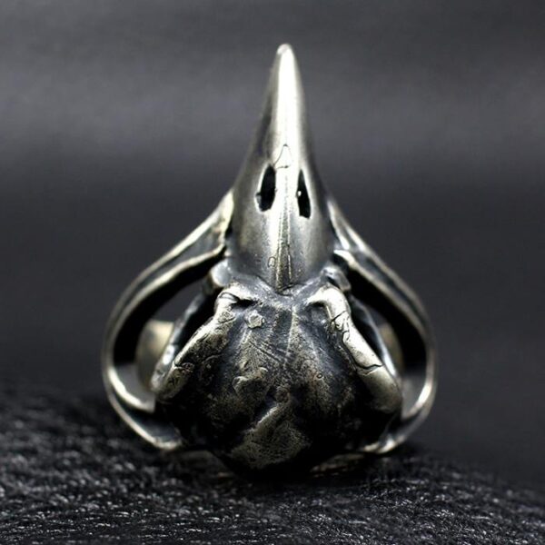Mens Sterling Sliver Raven Skull Ring