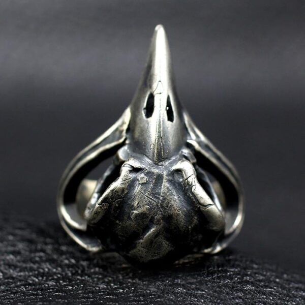 Mens Sterling Sliver Raven Skull Ring