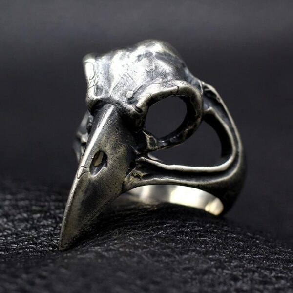 Mens Sterling Sliver Raven Skull Ring