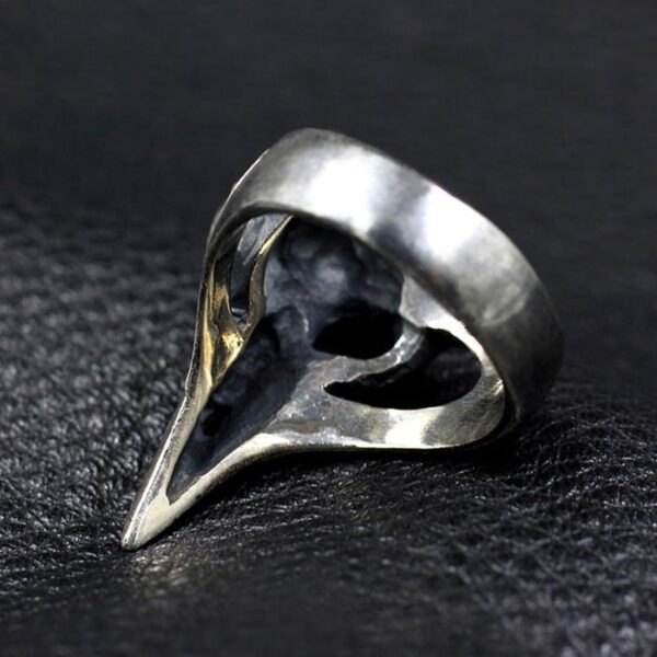 Mens Sterling Sliver Raven Skull Ring