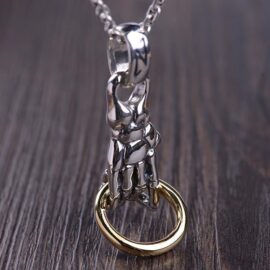 Sliver Skeleton Hand Pendant Necklace