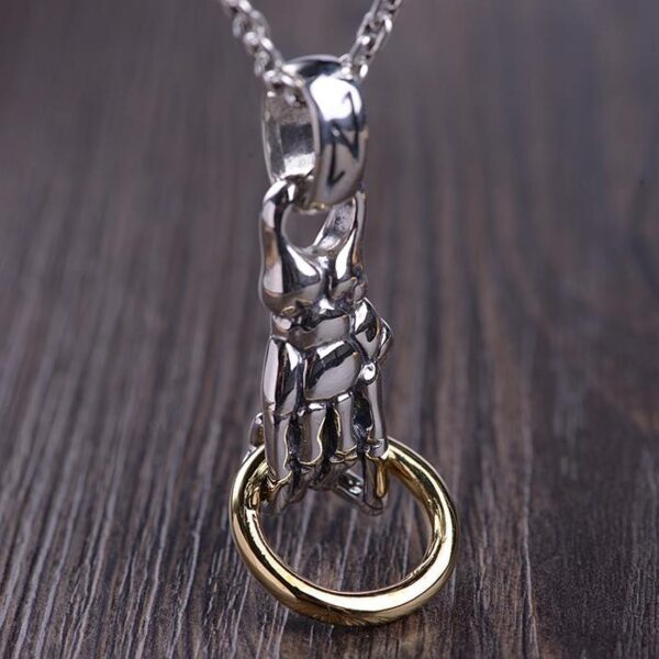 Sliver Skeleton Hand Pendant Necklace