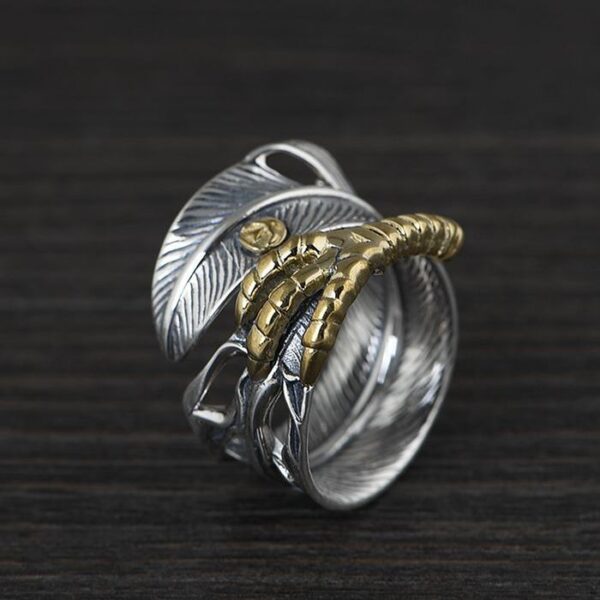 Sterling Silver Claw Feather Cuff Ring