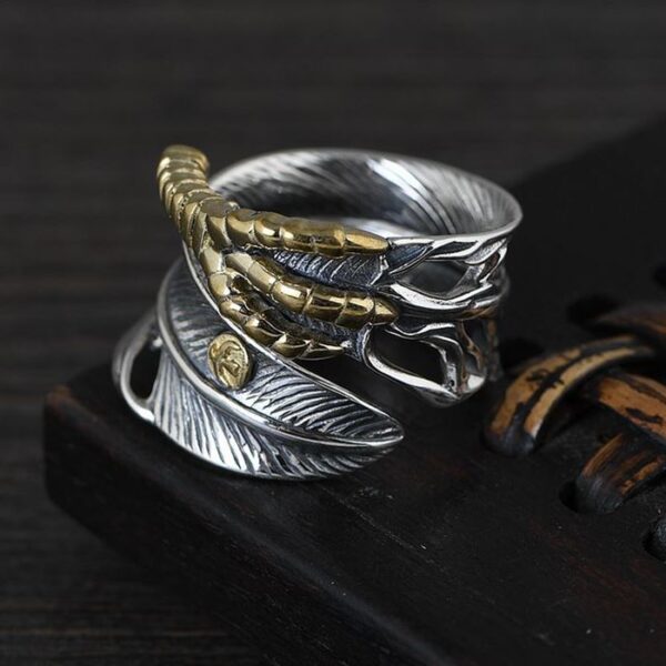 Sterling Silver Claw Feather Cuff Ring