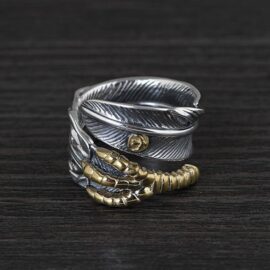 Sterling Silver Claw Feather Cuff Ring