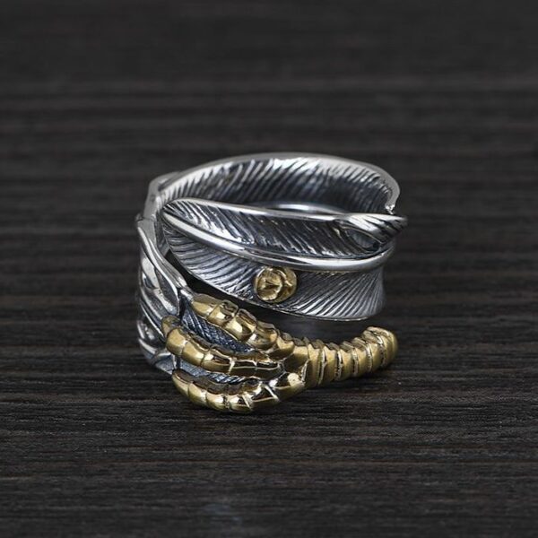 Sterling Silver Claw Feather Cuff Ring