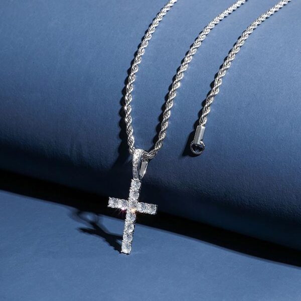 Sterling Silver Cubic Zirconia Cross Pendant Necklace