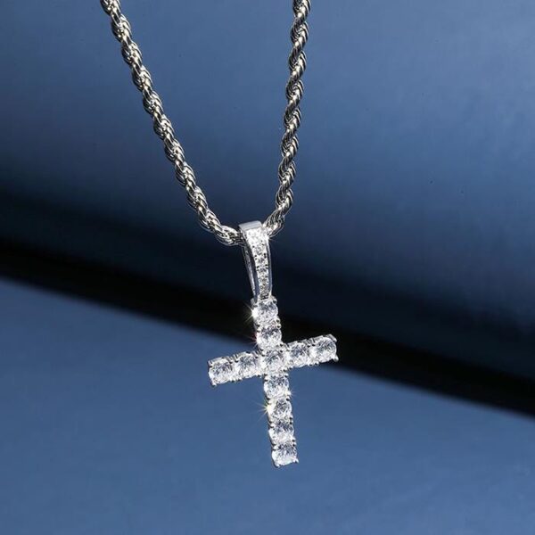 Sterling Silver Cubic Zirconia Cross Pendant Necklace