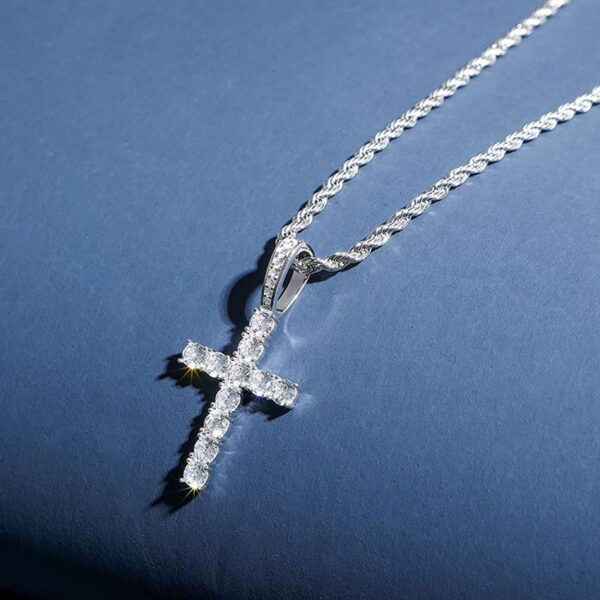 Sterling Silver Cubic Zirconia Cross Pendant Necklace