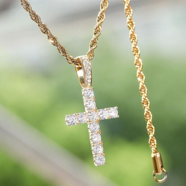 Sterling Silver Cubic Zirconia Cross Pendant Necklace