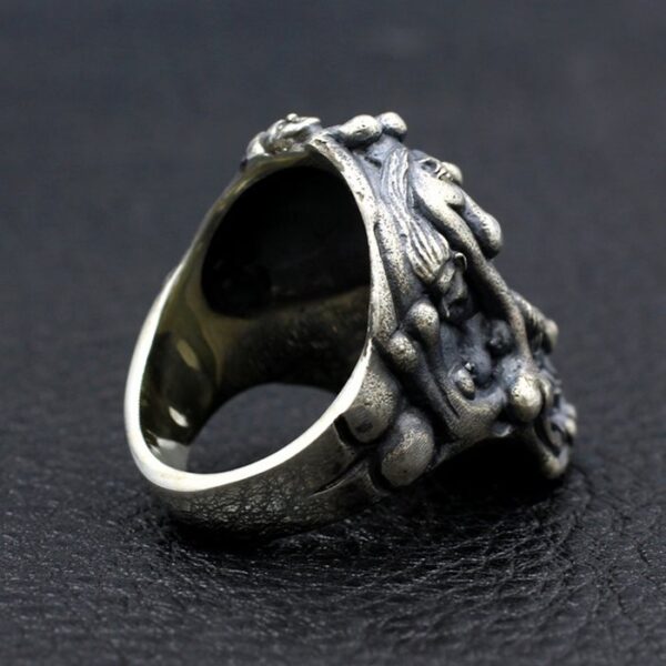 Sterling Silver Naked Female Embossed Skull Ring