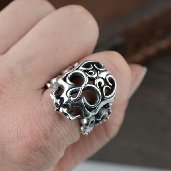 Sterling Silver Openwork Skull Ring