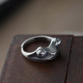 Womens Sterling Silver Frog Ring