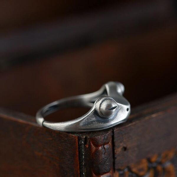 Womens Sterling Silver Frog Ring